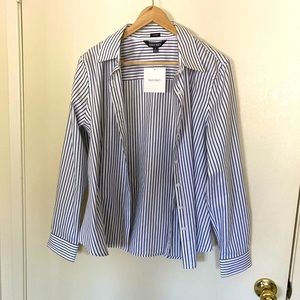 Ellen Tracy Striped Black and White Button-Down